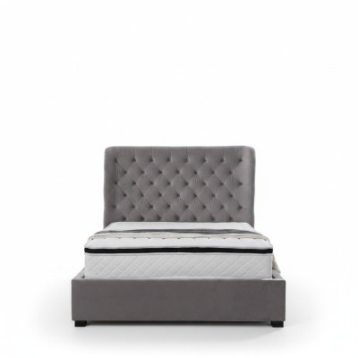 Luxurious Gray Designer Double Bed Upholstered Furniture Beds
