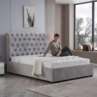 Royal Gray Bedroom Bed Upholstered Beds Chesterfield Design Fabric