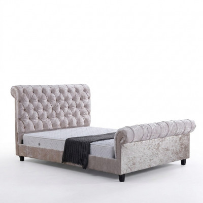 Modern beige Chesterfield bed designer double bed luxury furniture