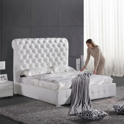 Classic bedroom bed 160x200 cm leather textile Chesterfield hotel beds
