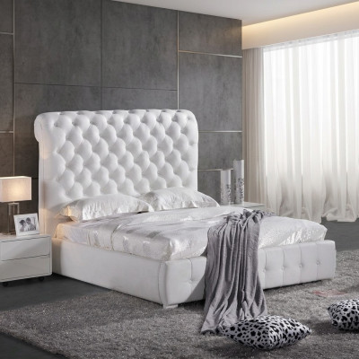 Classic bedroom bed 160x200 cm leather textile Chesterfield hotel beds