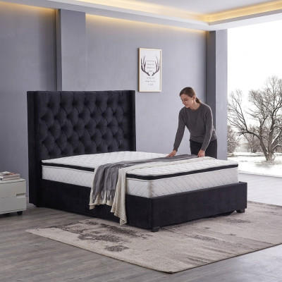 Modern black Chesterfield luxury bed textile double beds