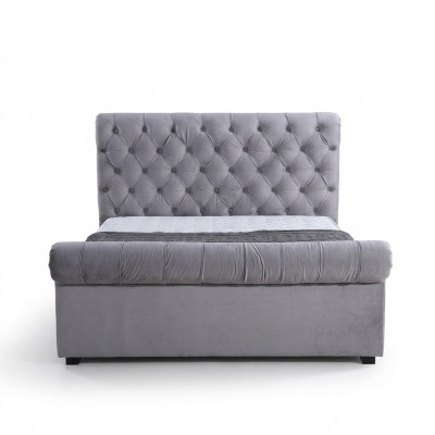 Design Chesterfield Bed Textile Upholstery Leather Hotel Beds Bedroom New Velvet