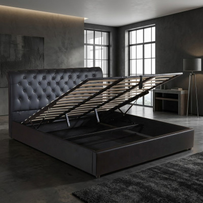 Black Luxury Chesterfield Designer Double Bed Upholstered Bed