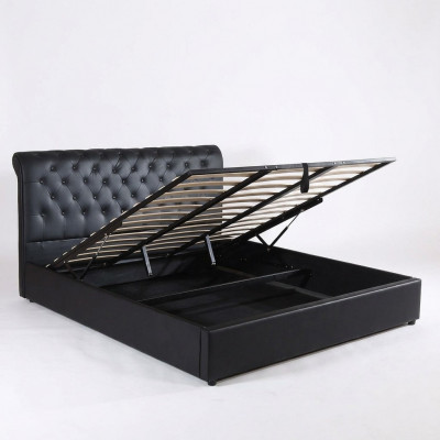 Black Luxury Chesterfield Designer Double Bed Upholstered Bed