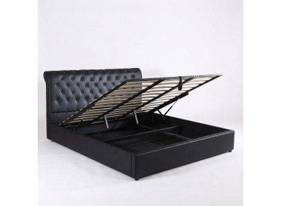 Black Luxury Chesterfield Designer Double Bed Upholstered Bed