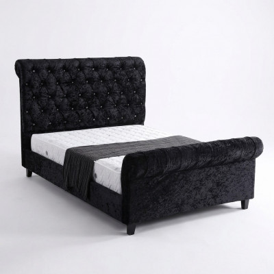 Black bedroom Chesterfield bed, elegant bedroom bed.
