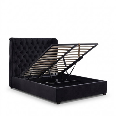 Black Chesterfield upholstered bed luxury bedroom decor design beds leather
