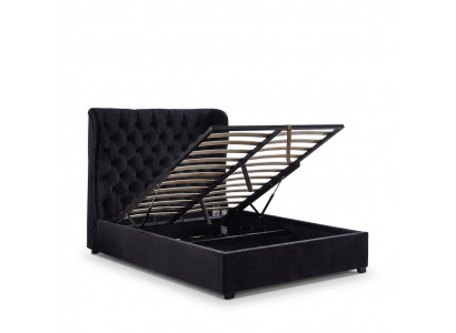 Black Chesterfield upholstered bed luxury bedroom decor design beds leather