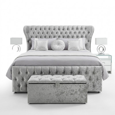 Chesterfield Designer Bed Bedroom Textile Leather Upholstery 140/160/180/200 cm