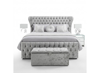 Chesterfield Designer Bed Bedroom Textile Leather Upholstery 140/160/180/200 cm