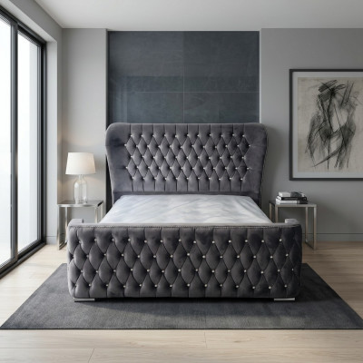 Chesterfield Hotel Double Leather Bed Bedroom Upholstery Luxury Beds 160x200cm