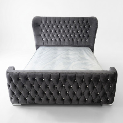 Chesterfield Hotel Double Leather Bed Bedroom Upholstery Luxury Beds 160x200cm