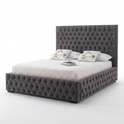Gray Chesterfield Double Bed Hotel and Bedroom Beds