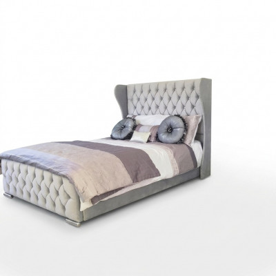 Chesterfield design bed textile velvet upholstery leather hotel beds bedroom new