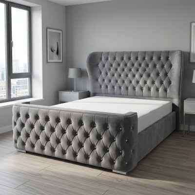 Chesterfield design bed textile leather velvet upholstered hotel beds bedroom