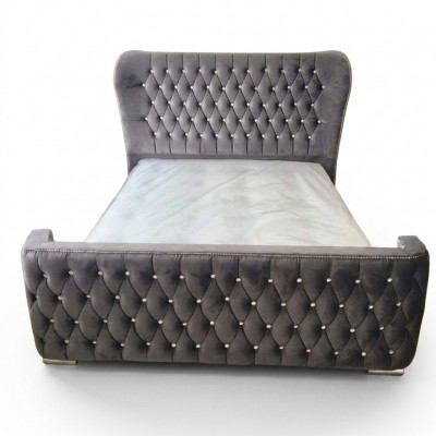 Chesterfield design bed textile leather velvet upholstered hotel beds bedroom
