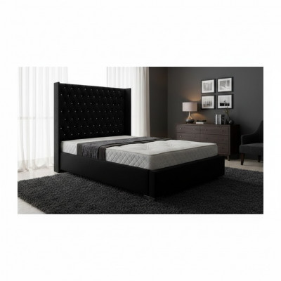 Black Chesterfield designer bed bedroom textile leather beds