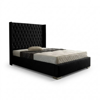 Black Chesterfield designer bed bedroom textile leather beds
