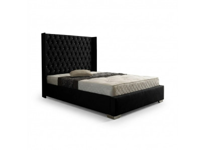 Black Chesterfield designer bed bedroom textile leather beds