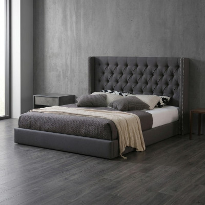 Large Grey Chesterfield Double Bed Royale Luxury Beds