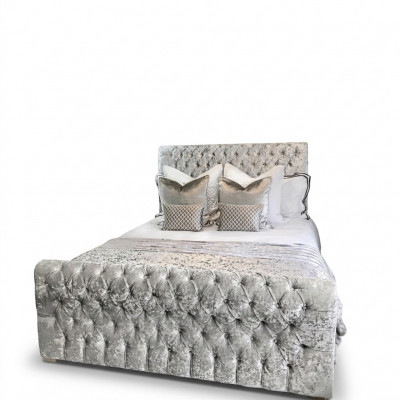 Chesterfield bed bedroom beds textile 180x200cm velvet big hotel gray new