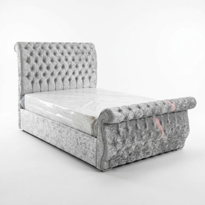 Velvet Chesterfield Design Bed Classic Bed Frame Upholstered Beds New
