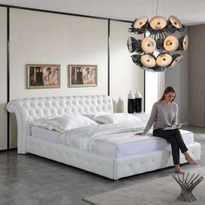 Chesterfield Designer Bed Bedroom Textile Leather Upholstery 140/160/180/200 cm