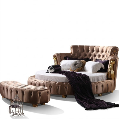 Round Bed Chesterfield Designer Round Beds Bedroom Textile Leather