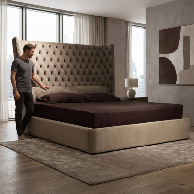 English King Size Bed Chesterfield Double Bed Designer Hotel Velvet Furniture