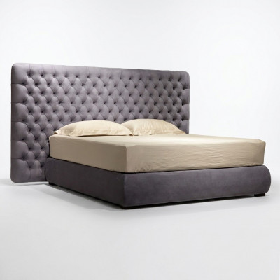 Bed Cushion Design Luxury Double Hotel Beds Room Chesterfield Gray Velvet New