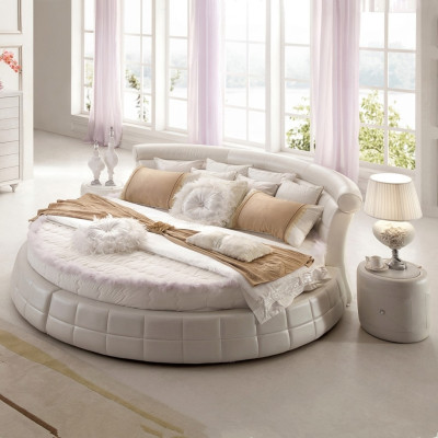 Classic Round Beds - Round Luxury Designer Bed Upholstery Elegant Leather Velvet