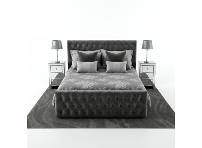 Gray stylish Chesterfield double bed designer bedroom beds