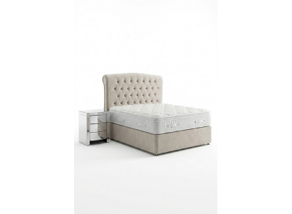 Large Beige Chesterfield Double Bed Luxury Modern Beds