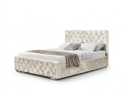 White Textile Chesterfield Bed Bedroom Double Beds Modern Bed