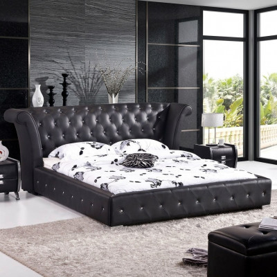 Chesterfield Big Bett XXL headboard beds upholstery hotel velvet black fabric ears