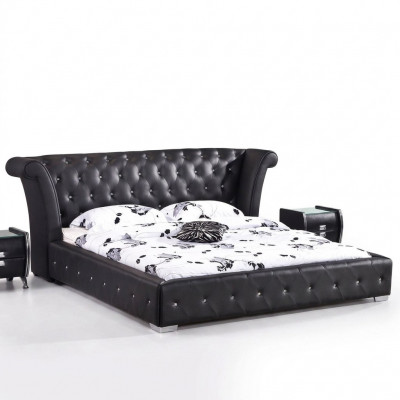 Chesterfield Big Bett XXL headboard beds upholstery hotel velvet black fabric ears