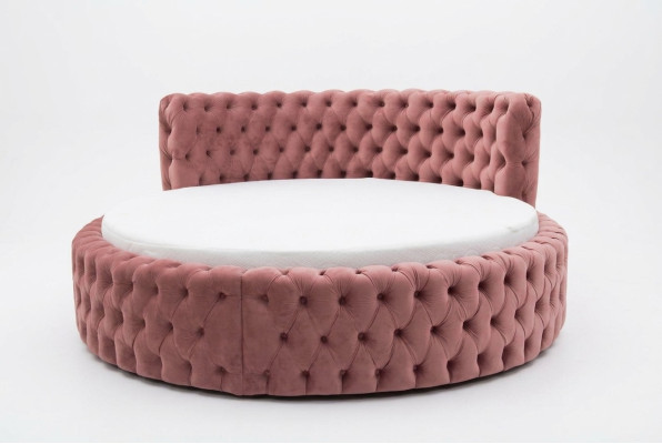 Round velvet bed Chesterfield luxury upholstery round beds textile fabric hotel new