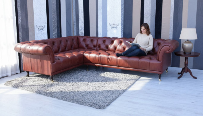 Noble Chesterfield Sofa Corner Couch Upholstery Set - Custom Made