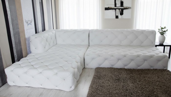Design corner sofa couch leather upholstery sofa corner suite crystal stones corner sofa new