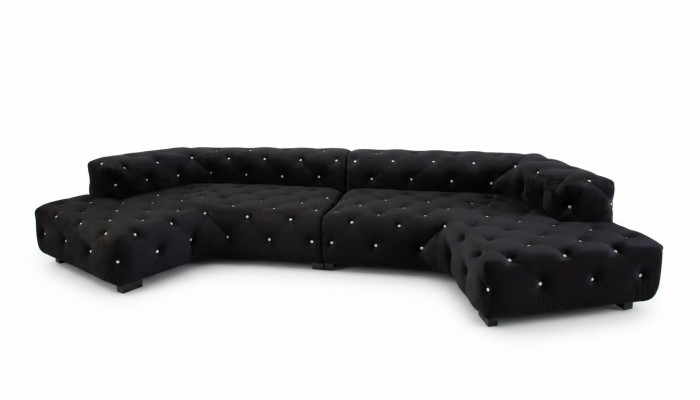 Classic designer Chesterfield velvet sofa with crystal stones living landscape