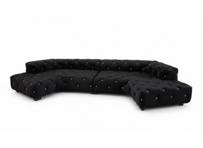 Classic designer Chesterfield velvet sofa with crystal stones living landscape