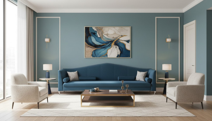 Sofa Couch Upholstery Fabric Leather Couches Blue Set 5 Seater