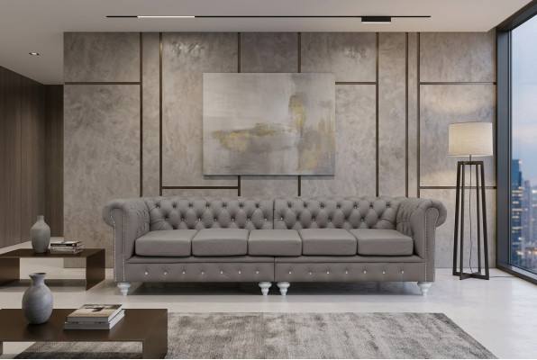 Chesterfield Sofa Couch Upholstery Fabric Leather Couches Upholstery Suite 5-Seater