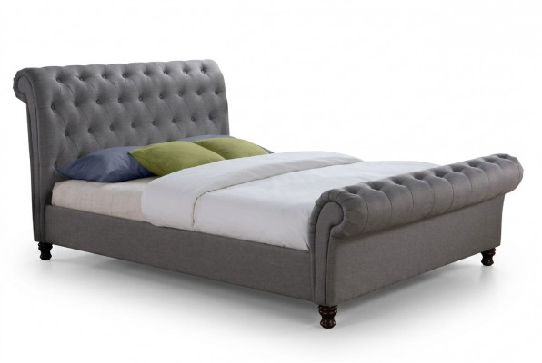 Classic design bed upholstery fabric 140x200cm beds jvmoebel® Chesterfield