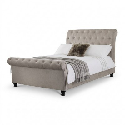 Chesterfield Design Upholstered English Bed Gray 160/180x200 Double Bed Beds