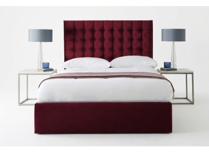 Red Luxury Velvet Textile Bed Double Design Chesterfield 160x200cm Beds New