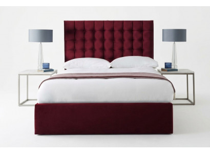 Red Luxury Velvet Textile Bed Double Design Chesterfield 160x200cm Beds New