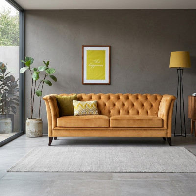 Orange Chesterfield 3-Seater Modern Living Room Luxury Sofa