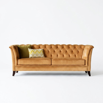 Orange Chesterfield 3-Seater Modern Living Room Luxury Sofa